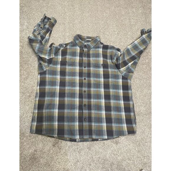 Duluth Trading Co Mens Button Down Heavy Flannel Plaid sz 2XL XXLARGE Shacket - Picture 3 of 12